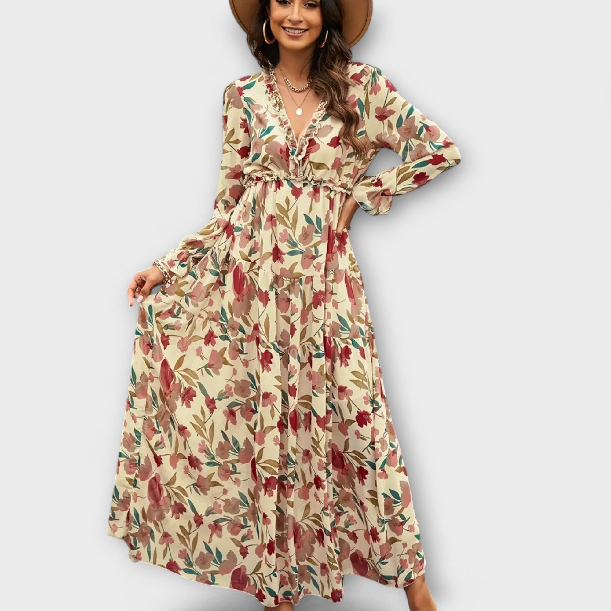 Juno - Rochie Maxi Florală Elegantă