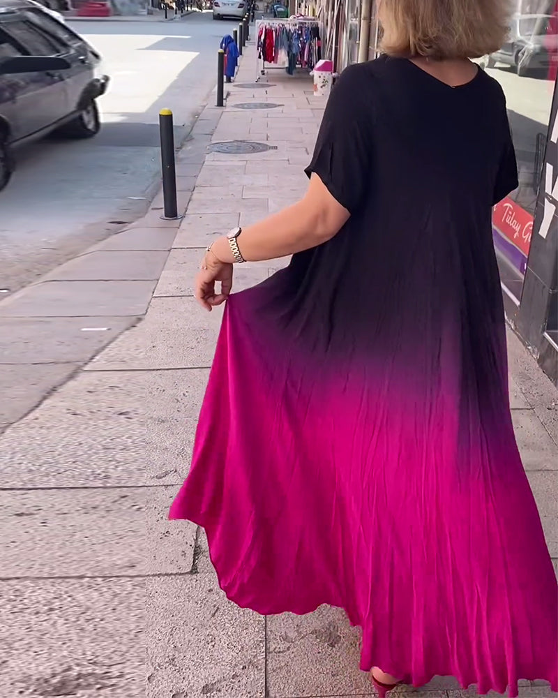 Joan - Rochie Maxi Flowy cu Gradient de Vară
