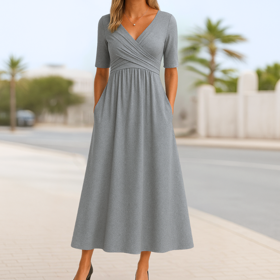 Mandy | Rochie tip wrap cu mâneci scurte