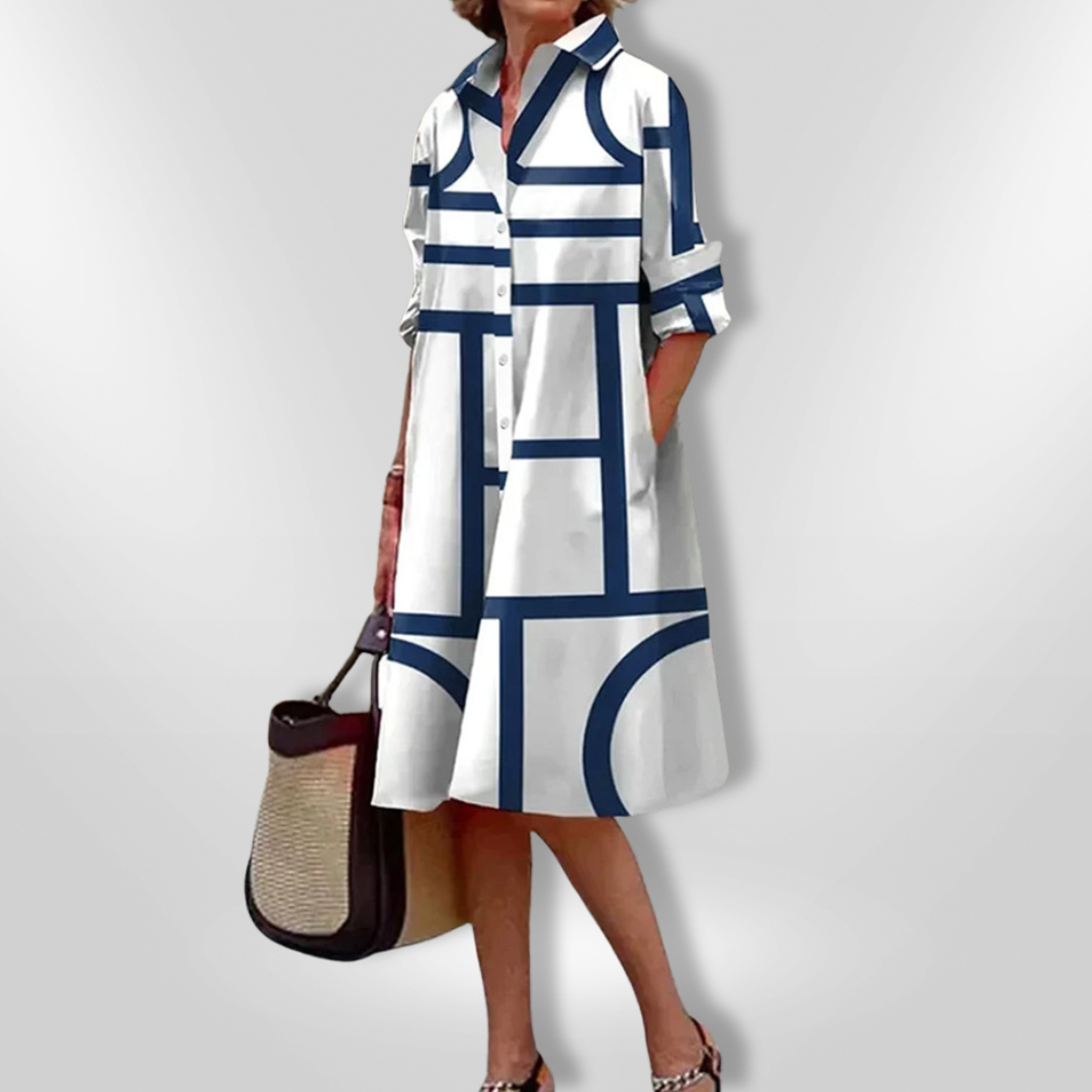 Helen | Rochie midi cu model geometric