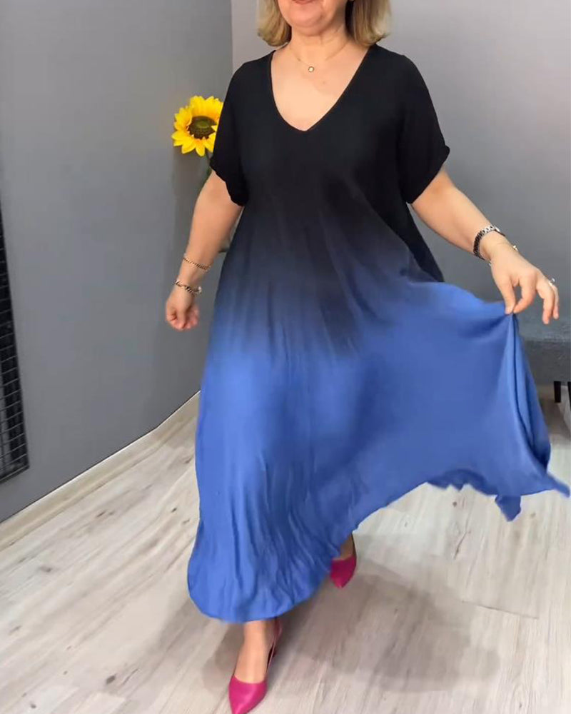 Joan - Rochie Maxi Flowy cu Gradient de Vară
