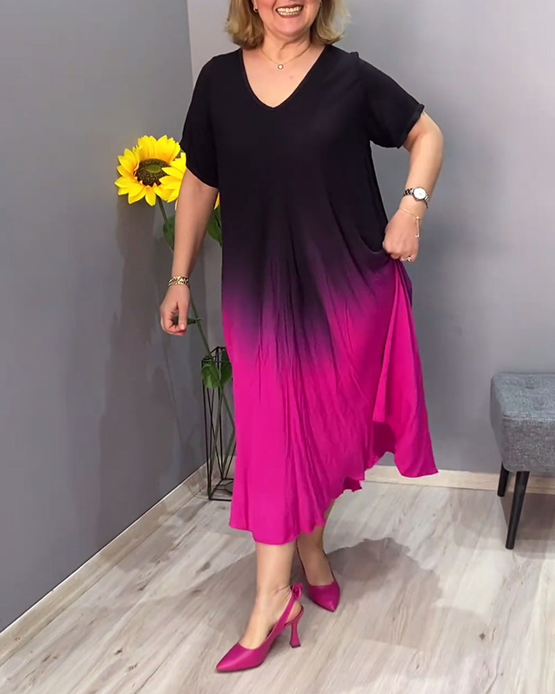 Joan - Rochie Maxi Flowy cu Gradient de Vară