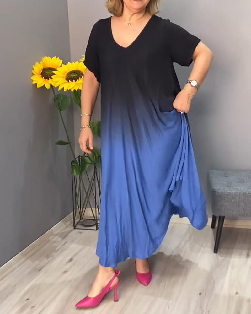 Joan - Rochie Maxi Flowy cu Gradient de Vară