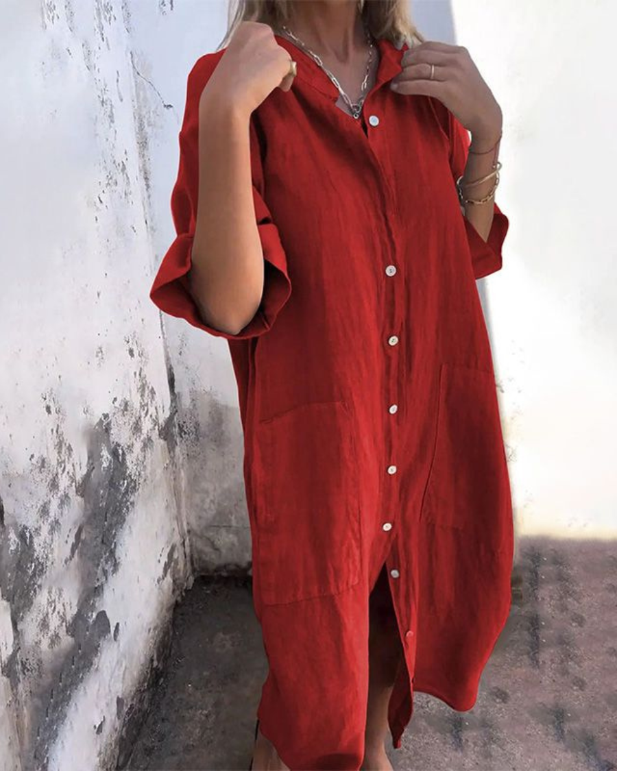 Lotte | Rochie cămașă lejeră în stil Ibiza, lungime până la gleznă
