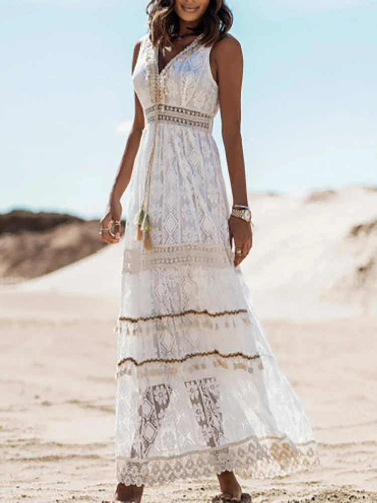 Emerson - Rochie Boho cu Pomponele și Siret