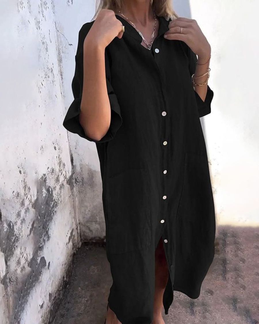 Lotte | Rochie cămașă lejeră în stil Ibiza, lungime până la gleznă