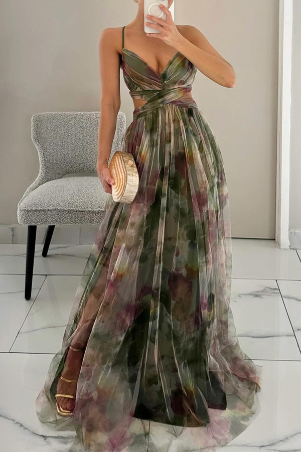 Aveline Jardin – Rochie Maxi Elegantă cu Imprimeu Floral