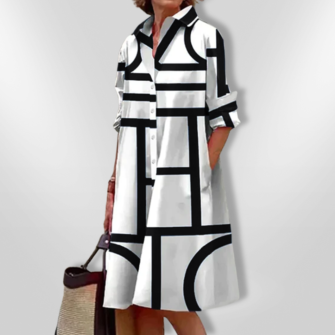 Helen | Rochie midi cu model geometric