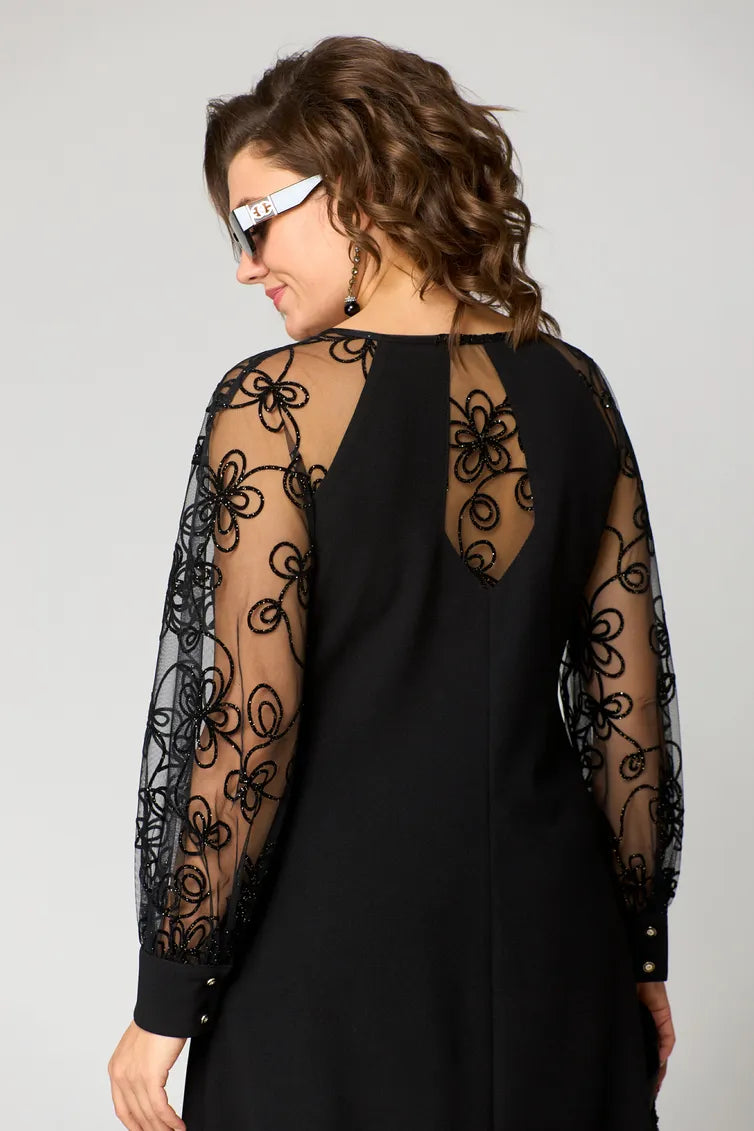 Elara - Rochie cu Mâneci din Dantelă