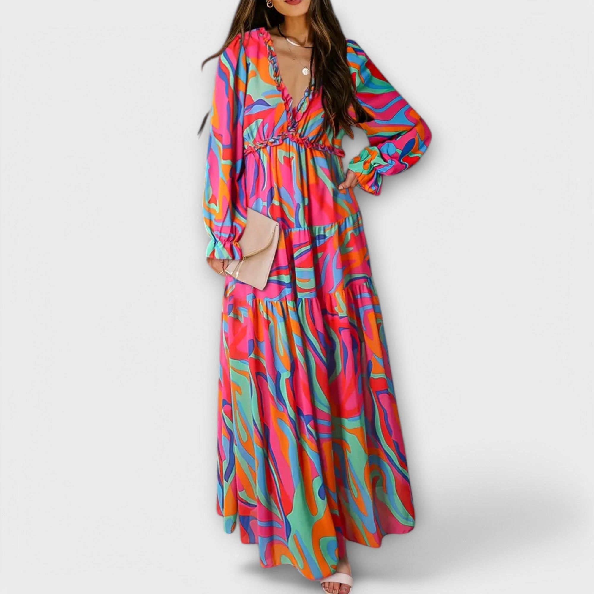 Juno - Rochie Maxi Florală Elegantă