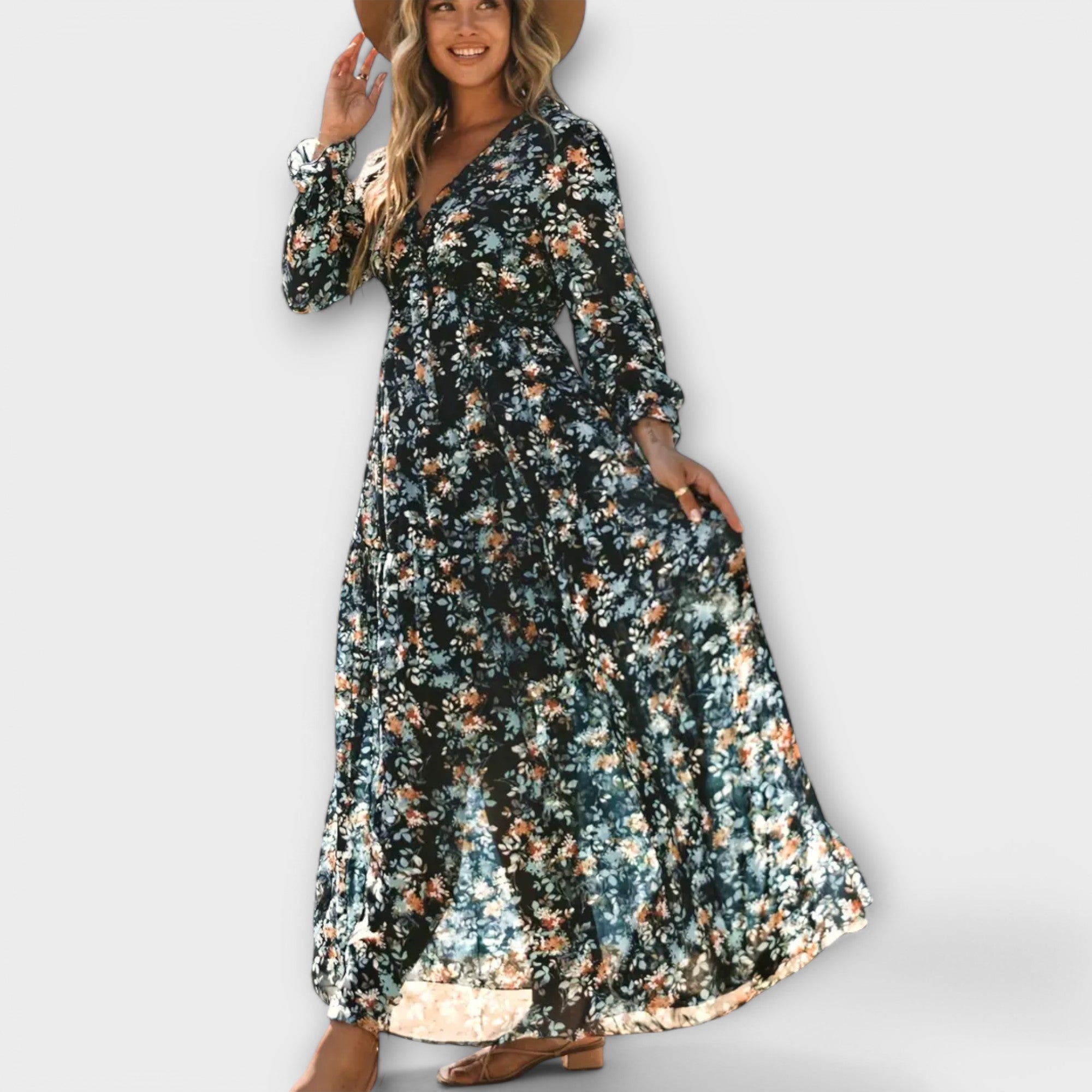 Juno - Rochie Maxi Florală Elegantă