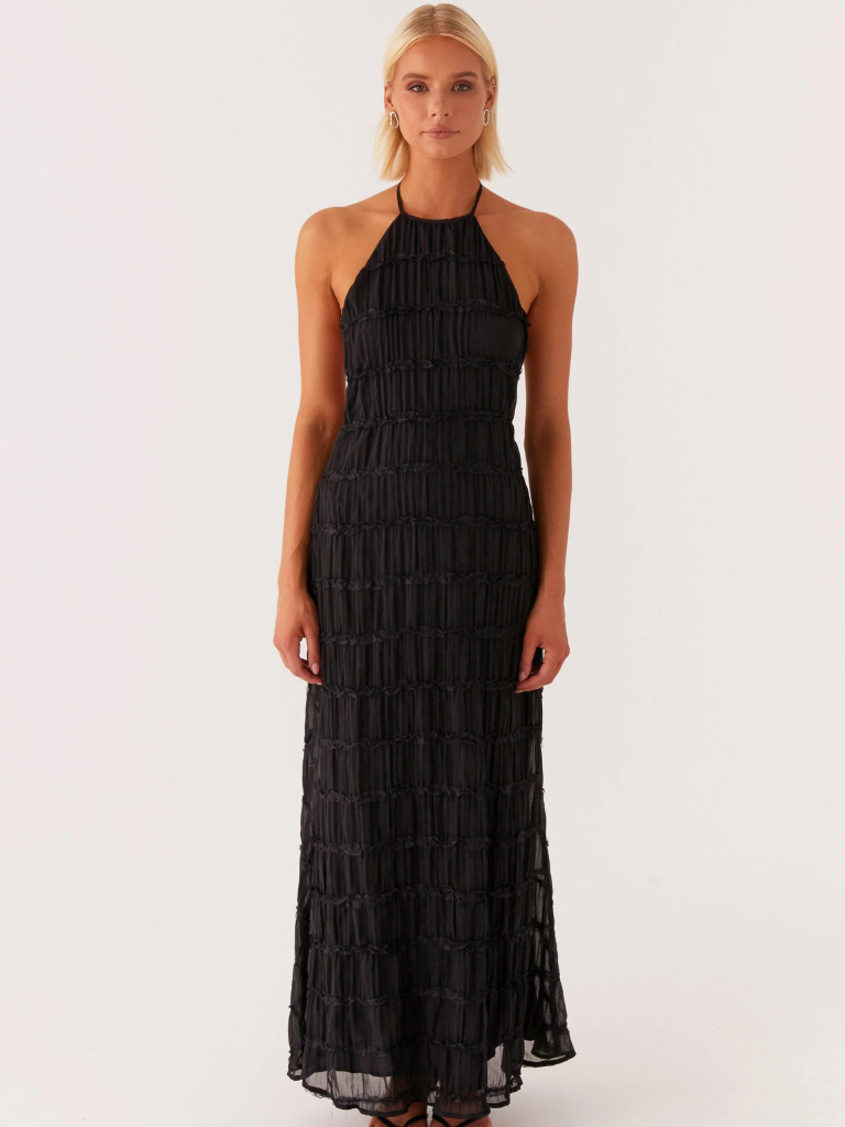 Cyara – Rochie de Damă Maxi Neagră Elegantă Halter