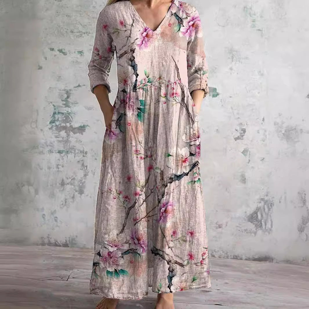 Ivory - Rochie Maxi Boho cu Flori