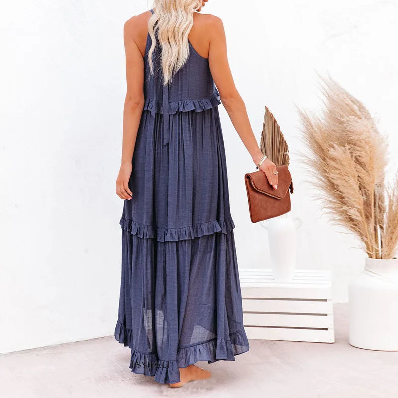 Landry - Rochie fără mâneci cu volane elegante