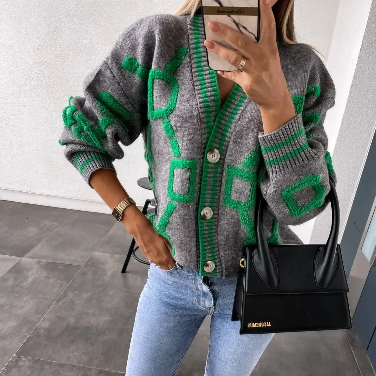 Nanette | Vest Modern cu Design Geometric