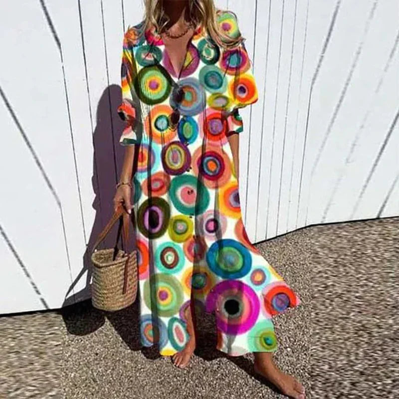 Cassidy - Rochie Maxi cu Mâneci Puff în Stil Boho