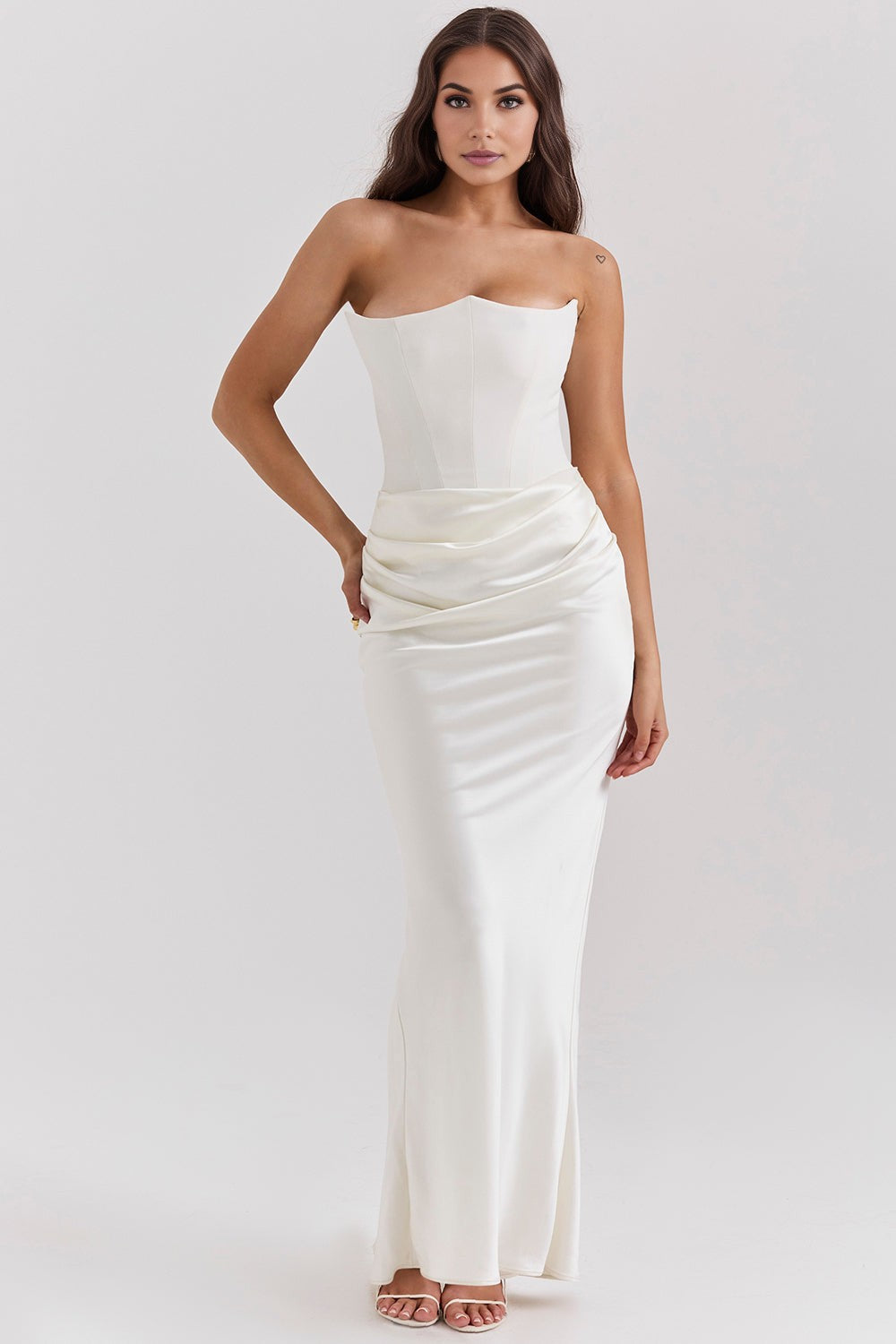 Cassia – Rochie Maxi Elegantă de Damă cu Corset și Satin
