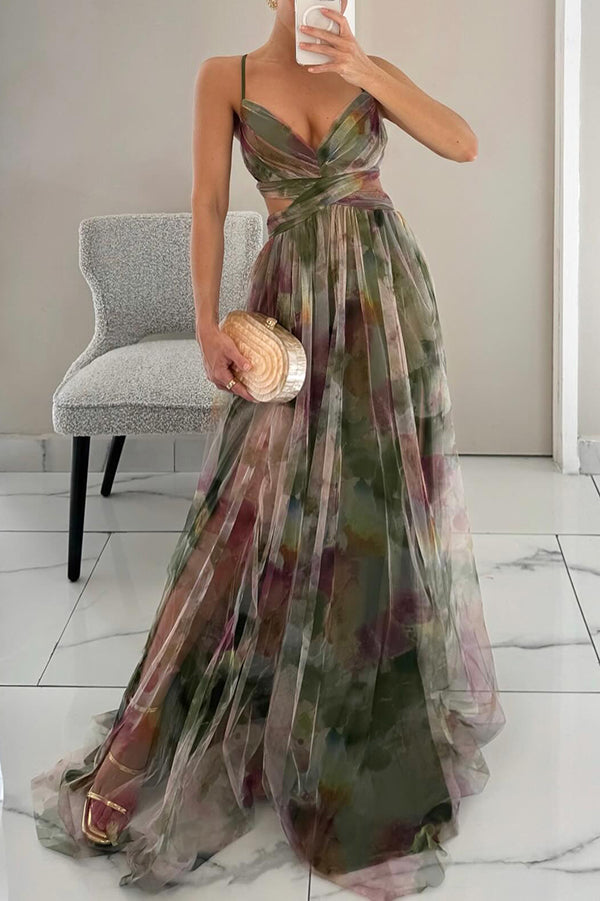 Aveline Jardin – Rochie Maxi Elegantă cu Imprimeu Floral