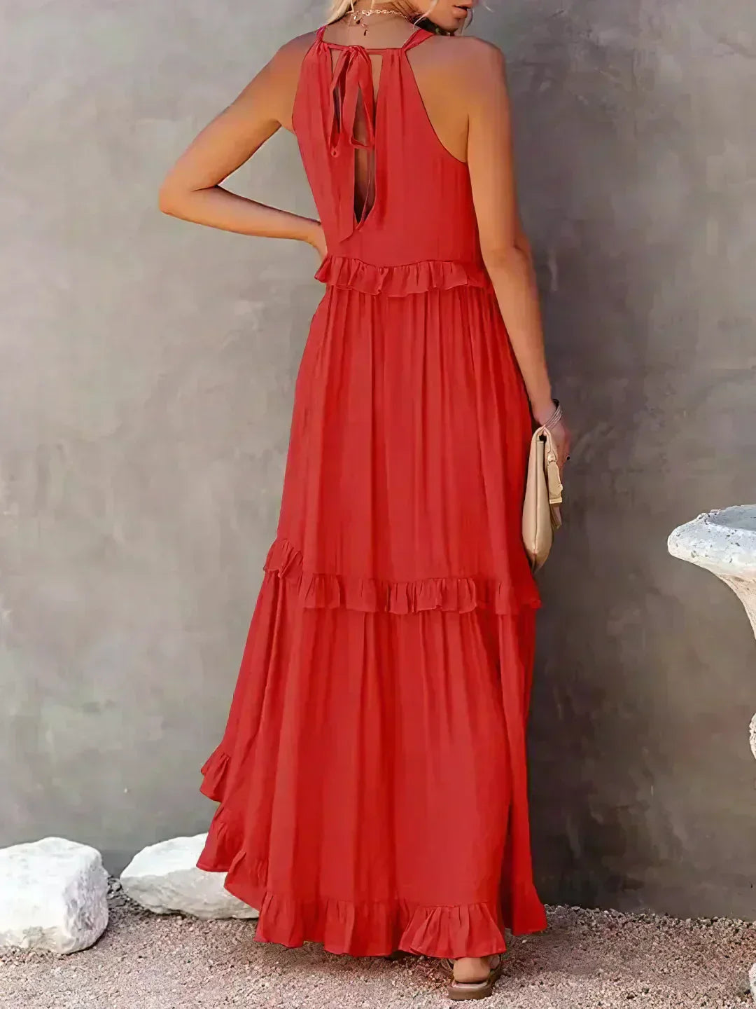 Landry - Rochie fără mâneci cu volane elegante