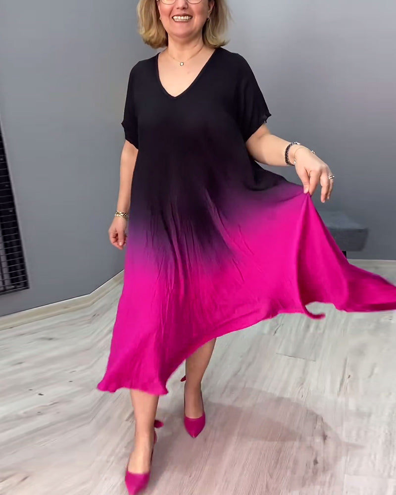 Joan - Rochie Maxi Flowy cu Gradient de Vară
