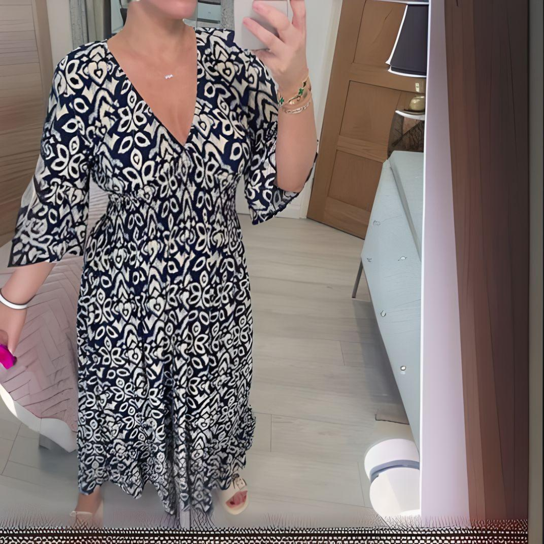 Malina - Rochie lungă de plajă cu mâneci evazate pentru vară