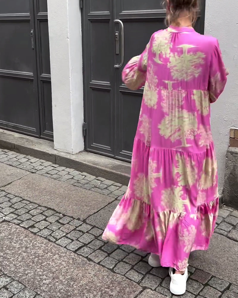 Giavanna - Rochie lungă imprimată cu mâneci evazate casual