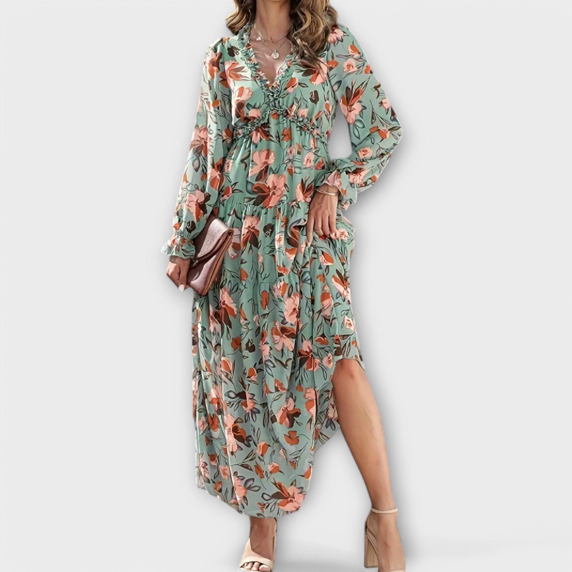 Juno - Rochie Maxi Florală Elegantă