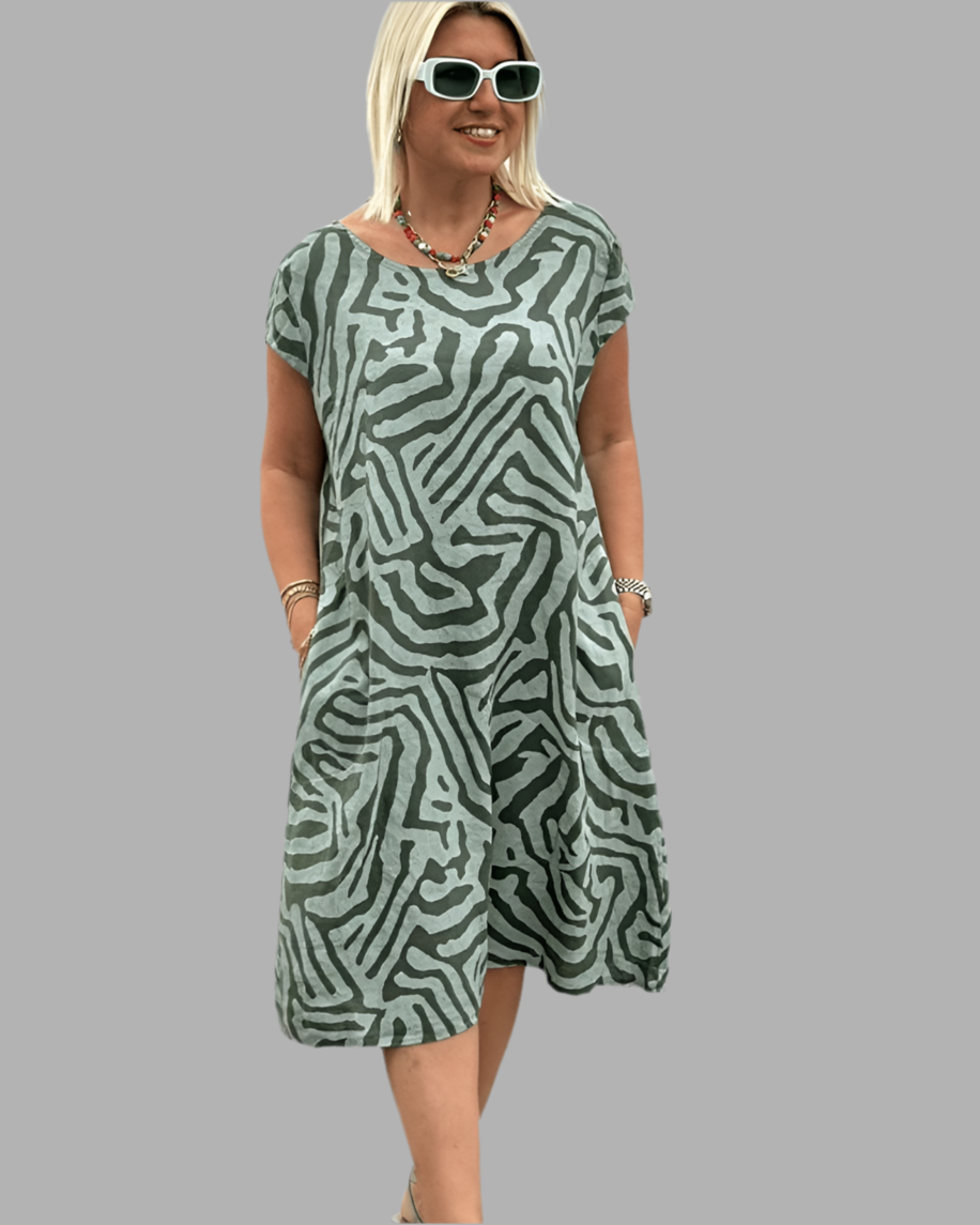 Nelia | Rochie de vară cu decolteu rotund și imprimeu frumos