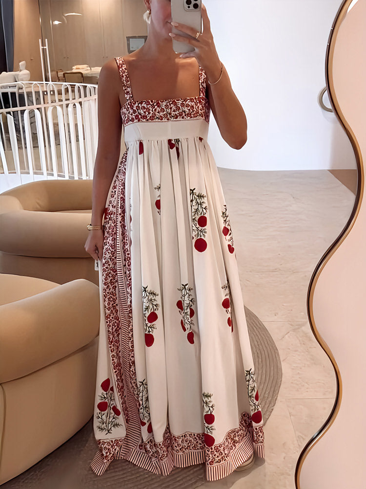 Lyla - Rochie Maxi cu Bretele Spaghete Florale