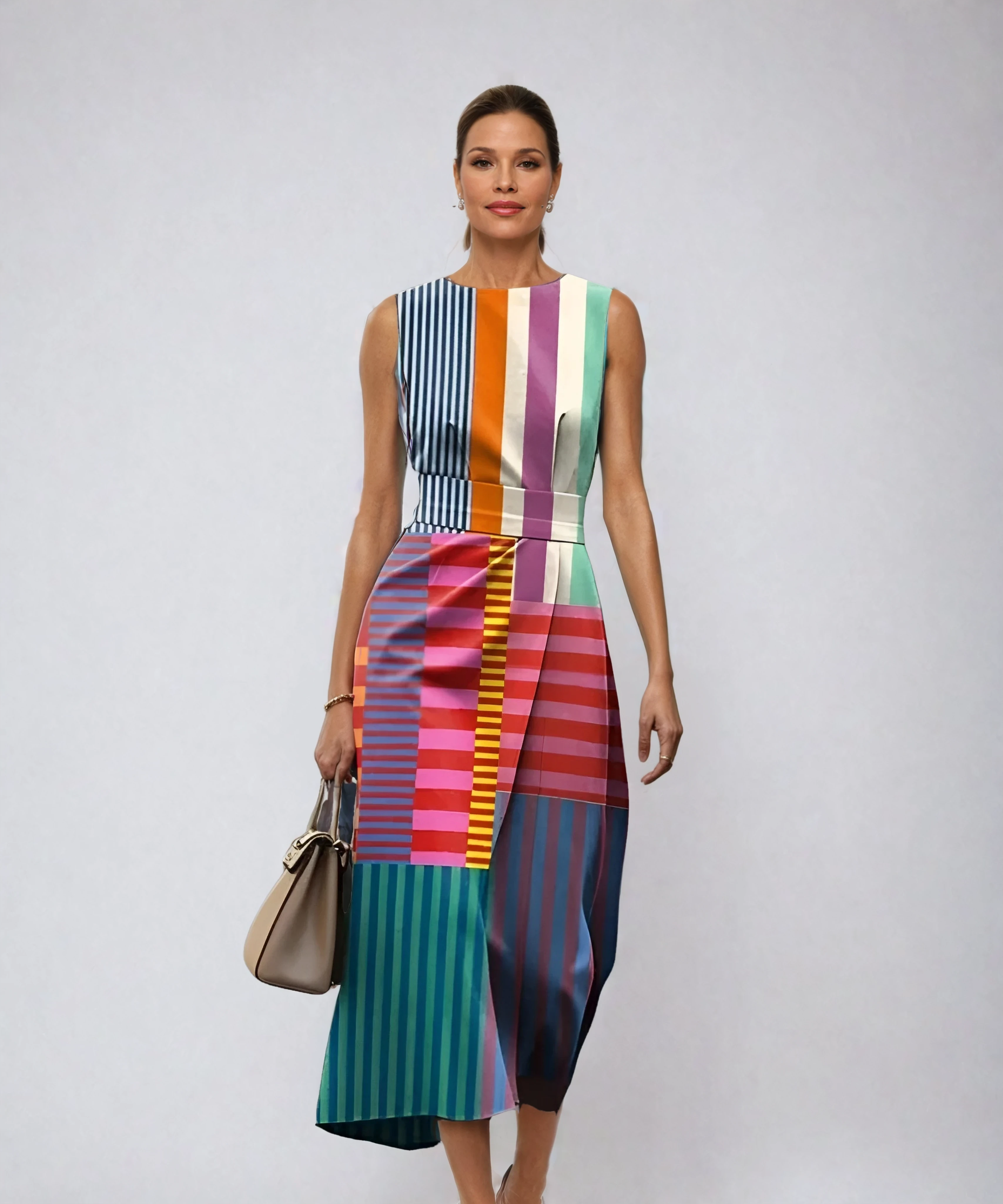 Nadine | Rochie cu imprimeu geometric și croi vaporoasă