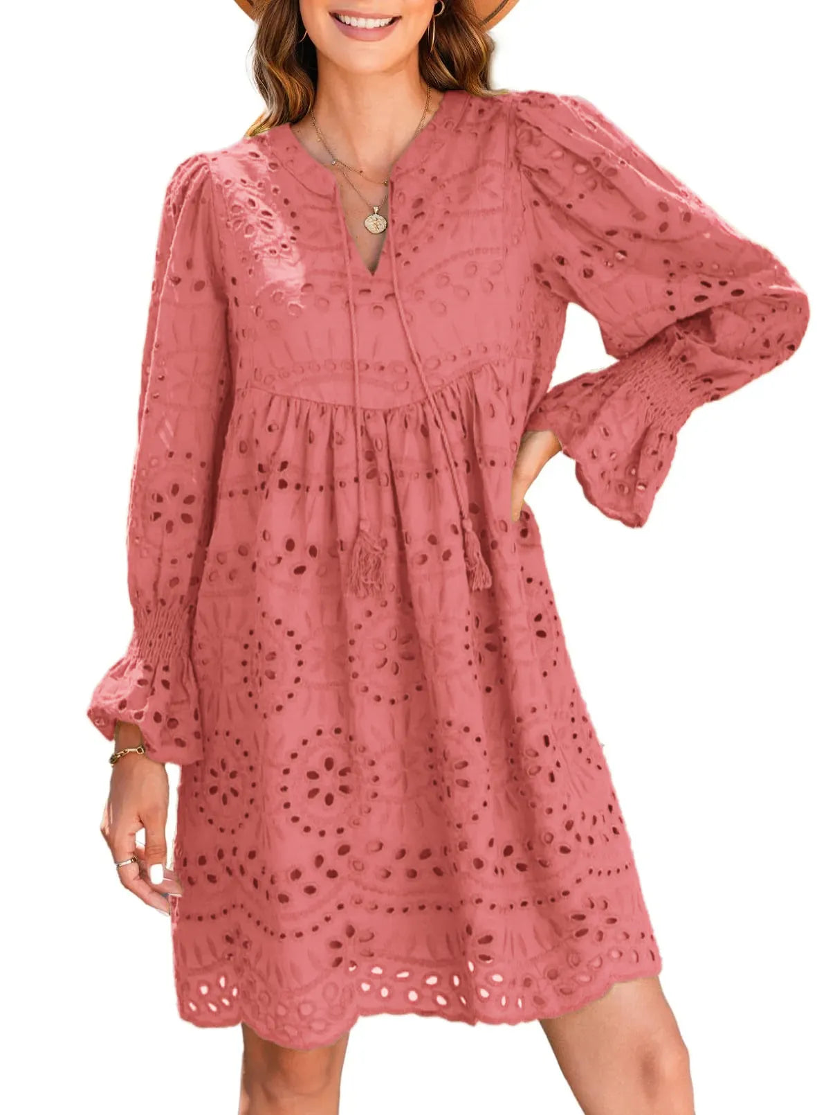 Kirelle - Rochie cu fustă V-neck respirabilă