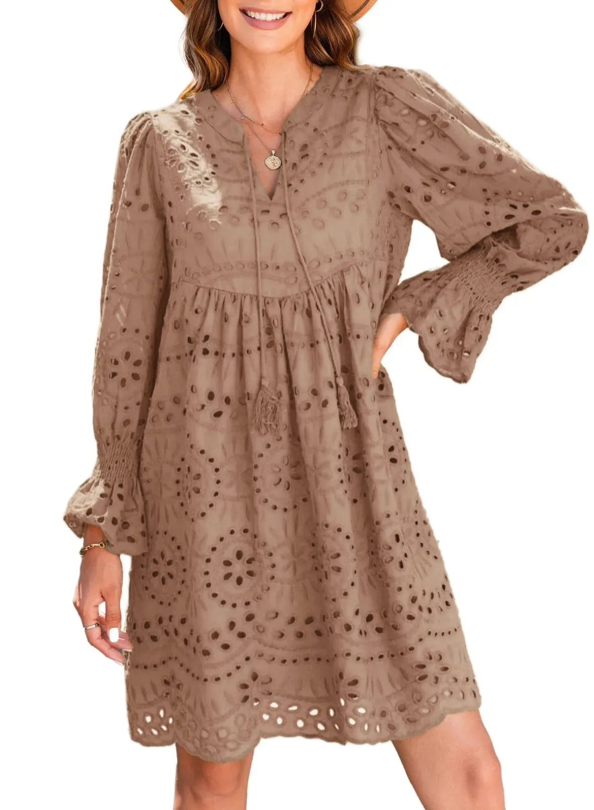 Kirelle - Rochie cu Fustă V-Neck Respirabilă
