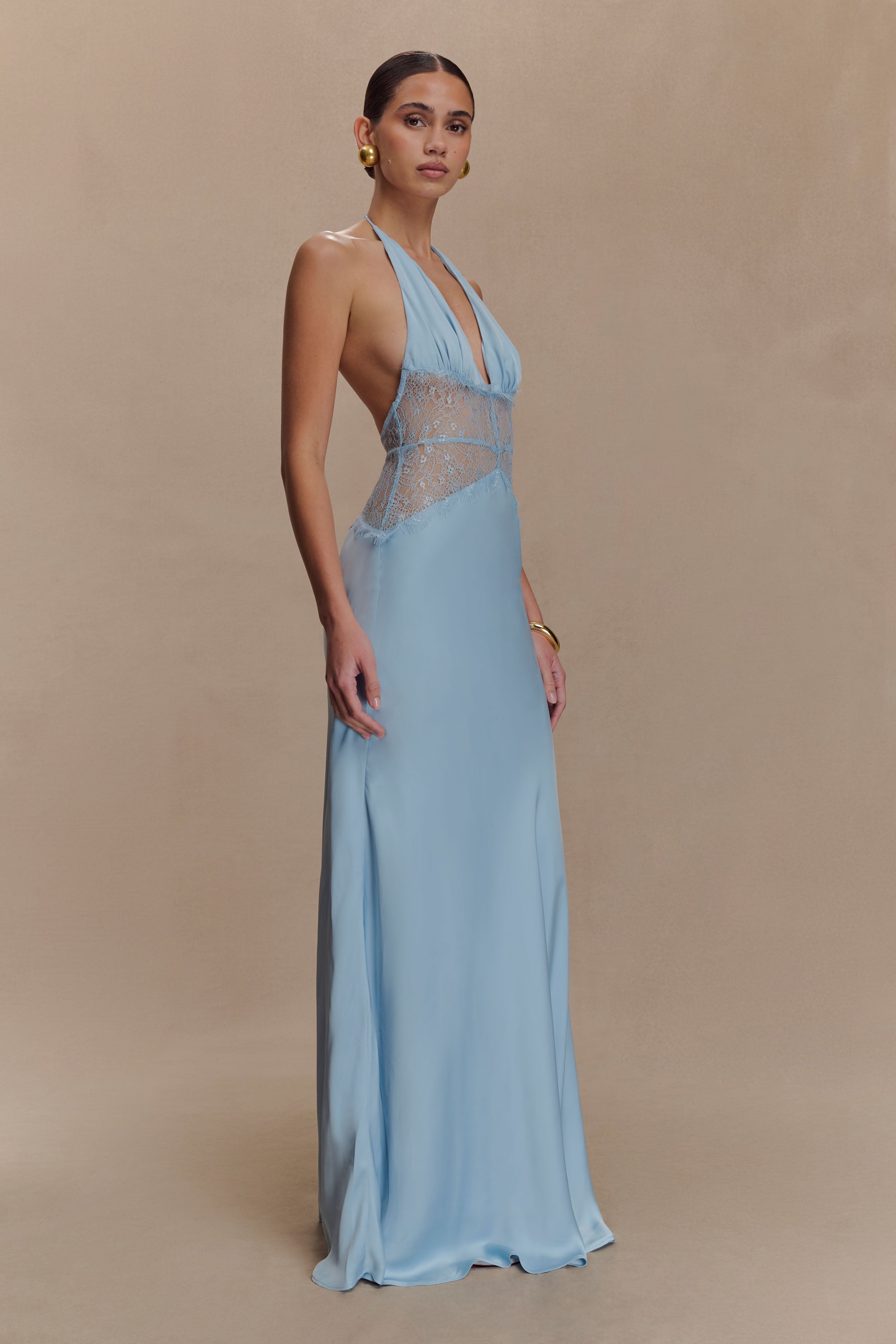 Kalira – Rochie Maxi Damă Elegantă din Satin cu Dantelă Roz