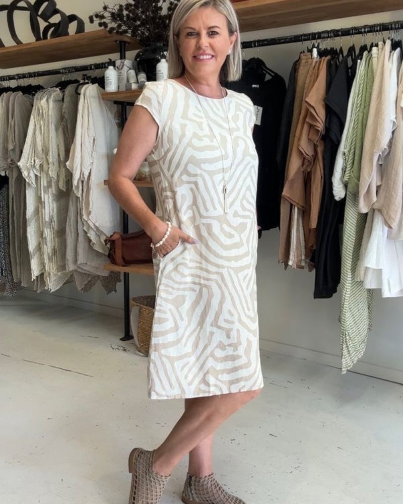 Nelia | Rochie de vară cu decolteu rotund și imprimeu frumos