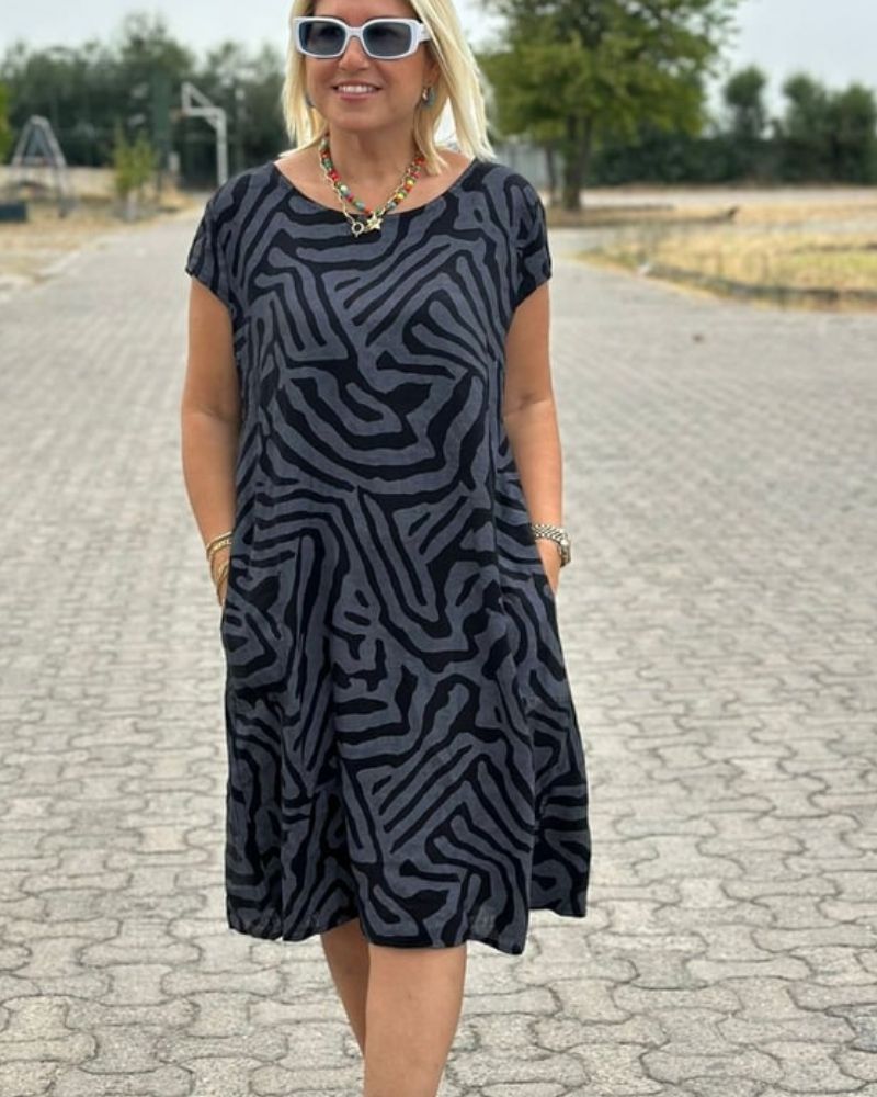 Nelia | Rochie de vară cu decolteu rotund și imprimeu frumos