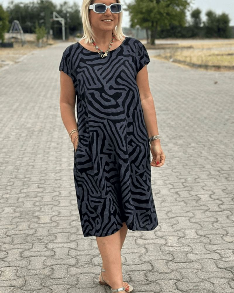 Nelia | Rochie de vară cu decolteu rotund și imprimeu frumos