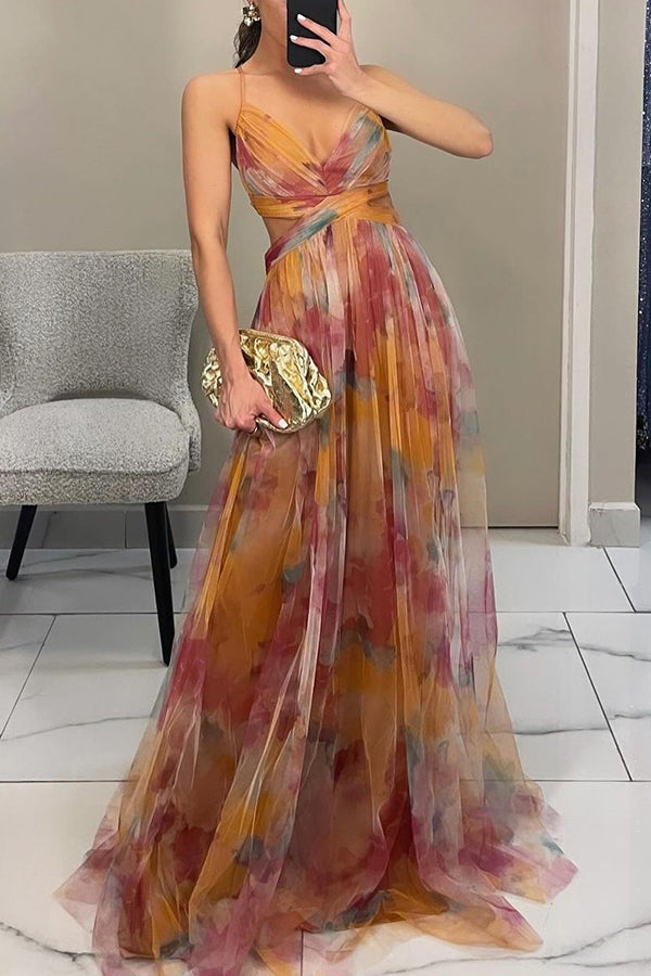Aveline Jardin – Rochie Maxi Elegantă cu Imprimeu Floral