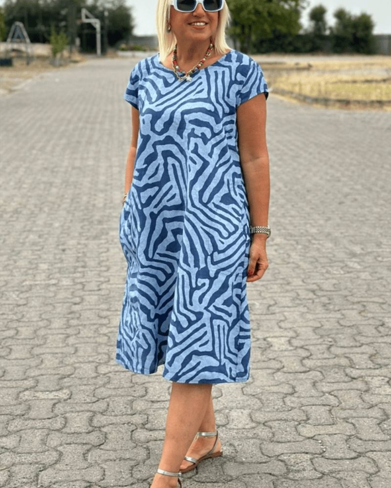 Nelia | Rochie de vară cu decolteu rotund și imprimeu frumos