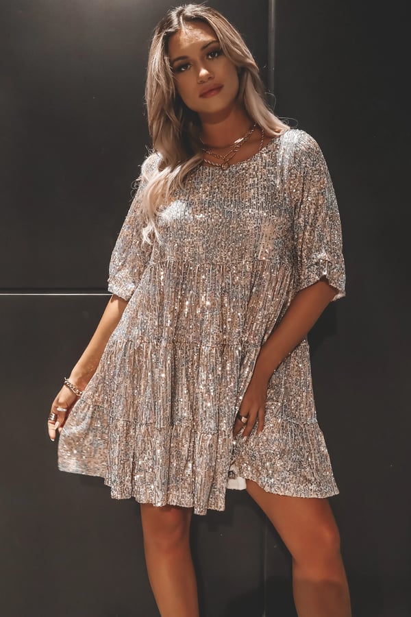Coco - Rochie Mini Strălucitoare cu Paiete
