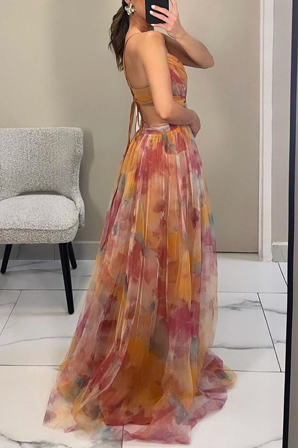 Aveline Jardin – Rochie Maxi Elegantă cu Imprimeu Floral