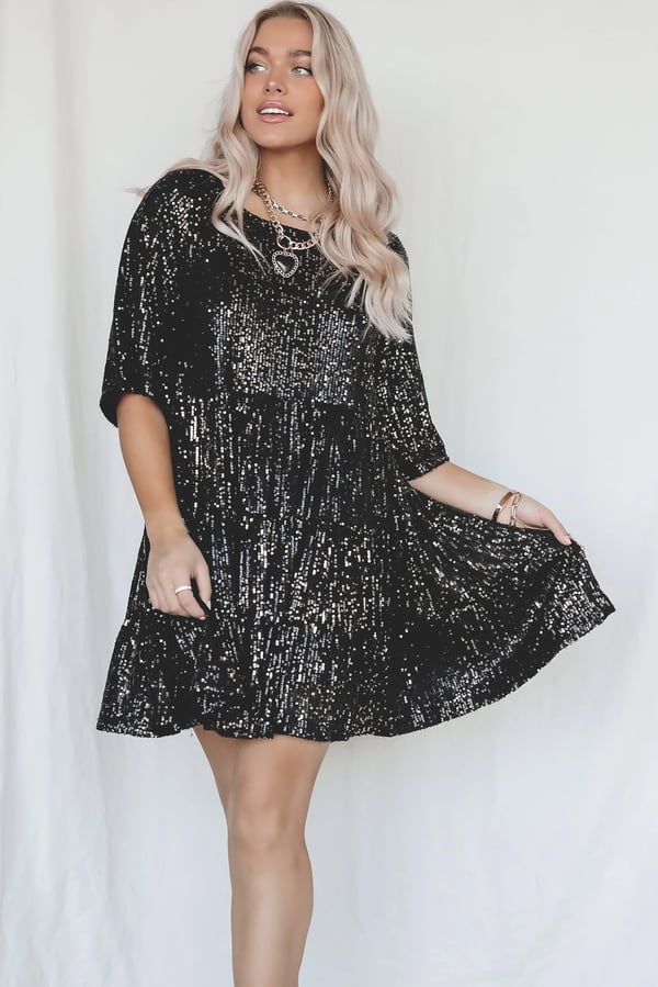 Coco - Rochie Mini Pălită cu Paiete