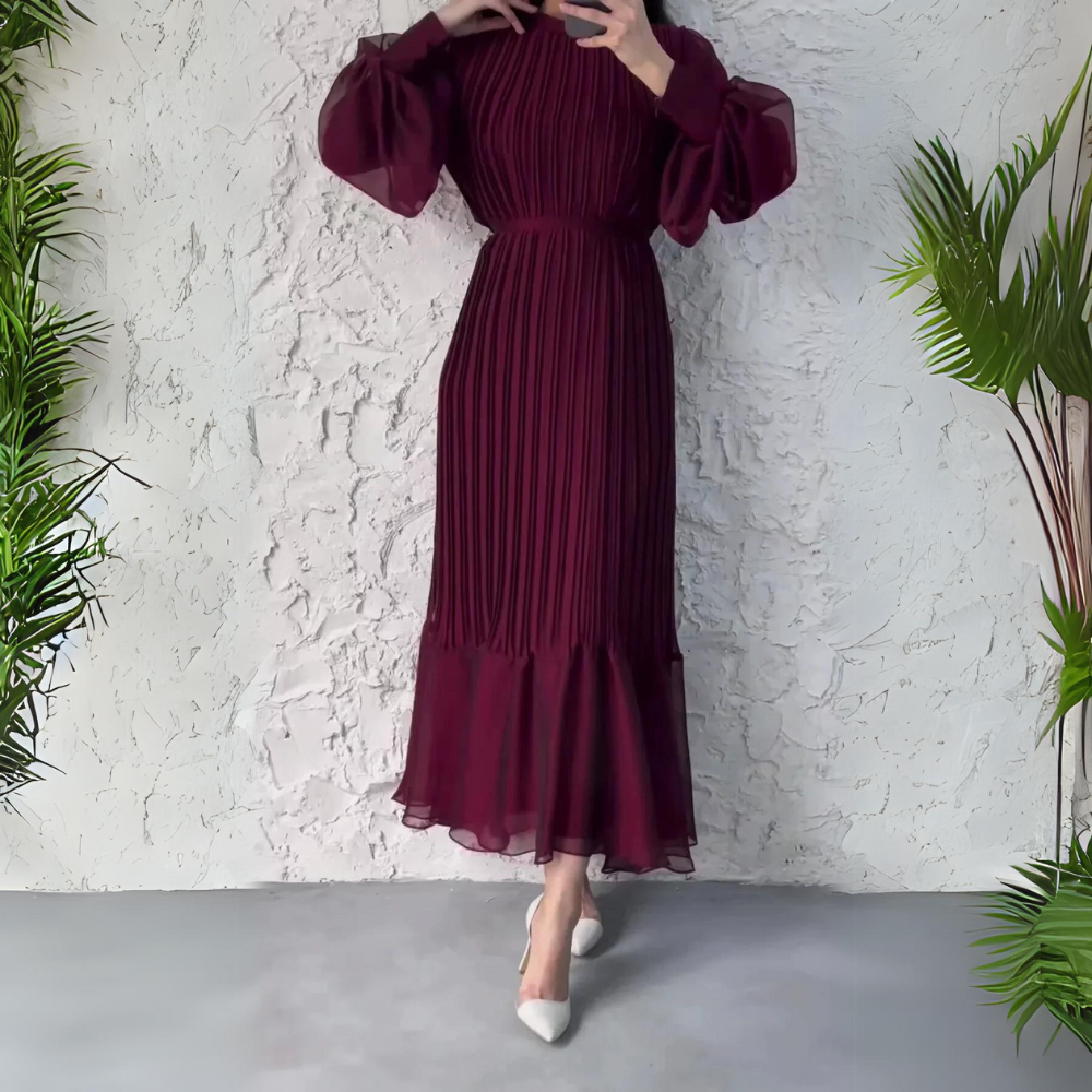 Cami - Rochie de seară elegantă din mesh cu accente franțuzești de toamnă