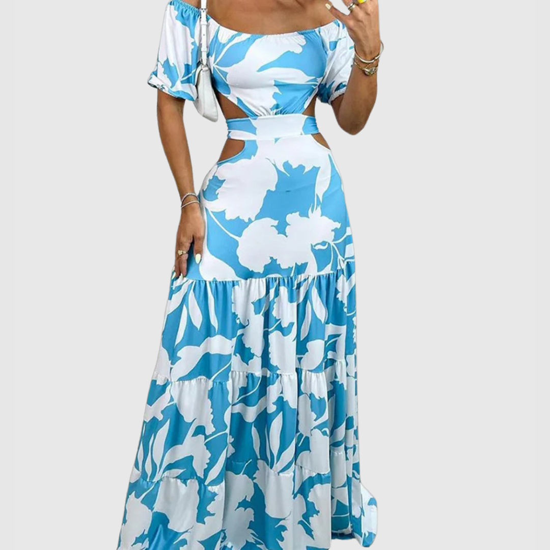 Arden - Rochie Midi Elegantă cu Decupaje din Material cu Textură Neregulată