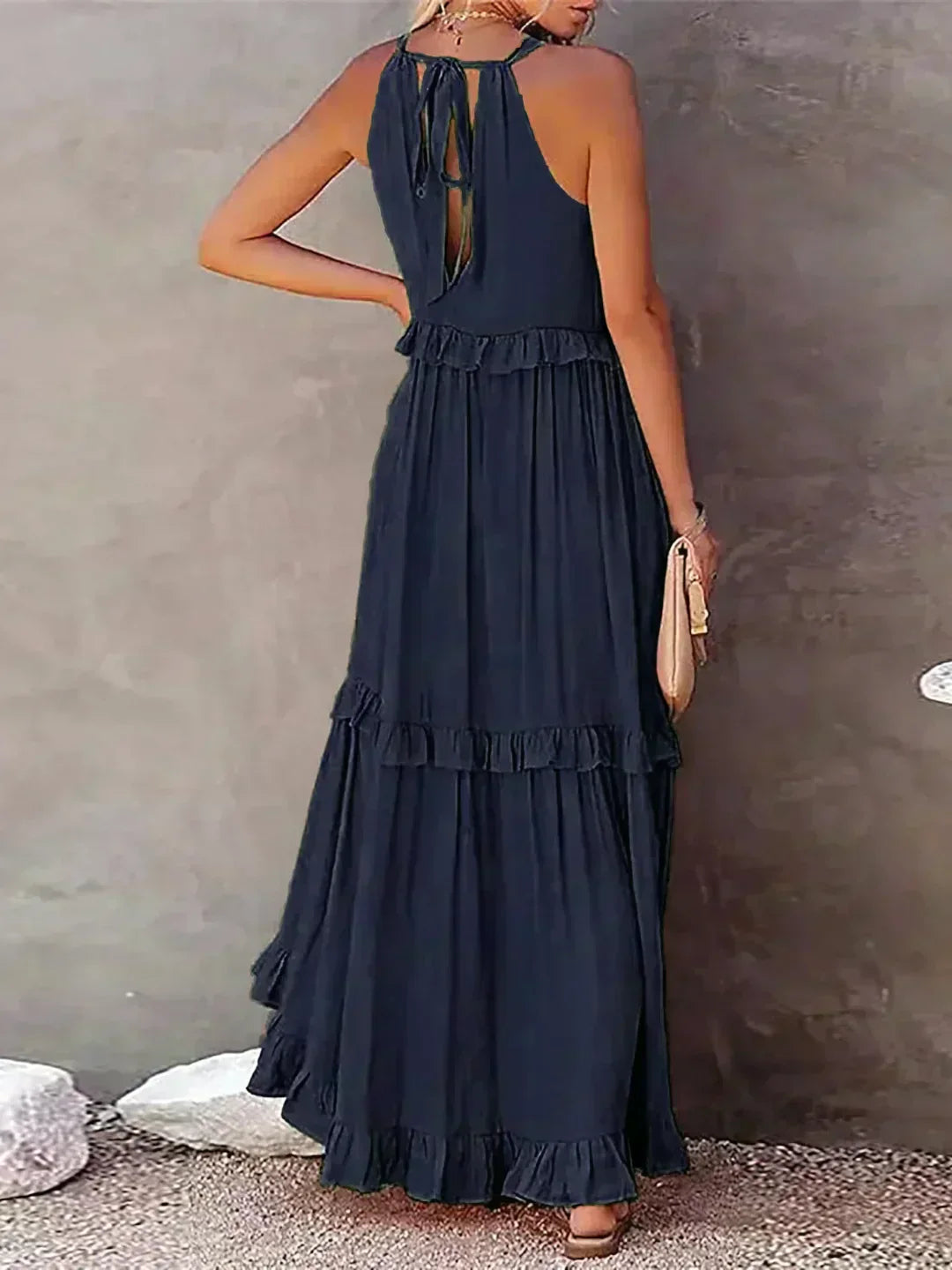 Landry - Rochie fără mâneci cu volane elegante