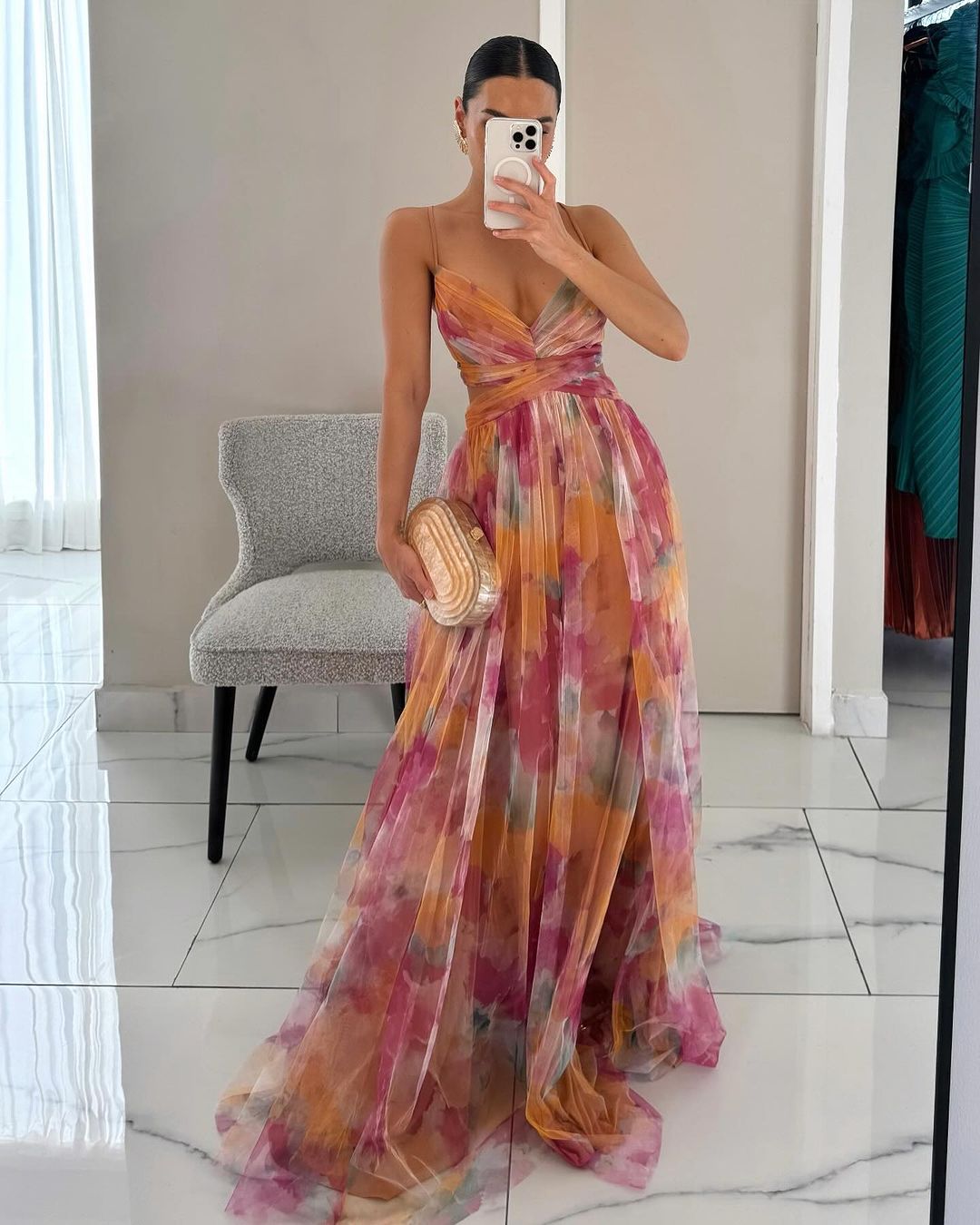 Aveline Jardin – Rochie Maxi Elegantă cu Imprimeu Floral