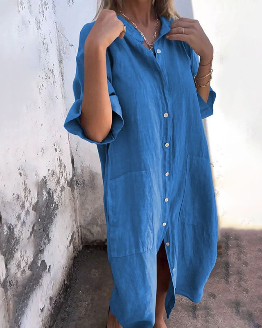 Lotte | Rochie cămașă lejeră în stil Ibiza, lungime până la gleznă