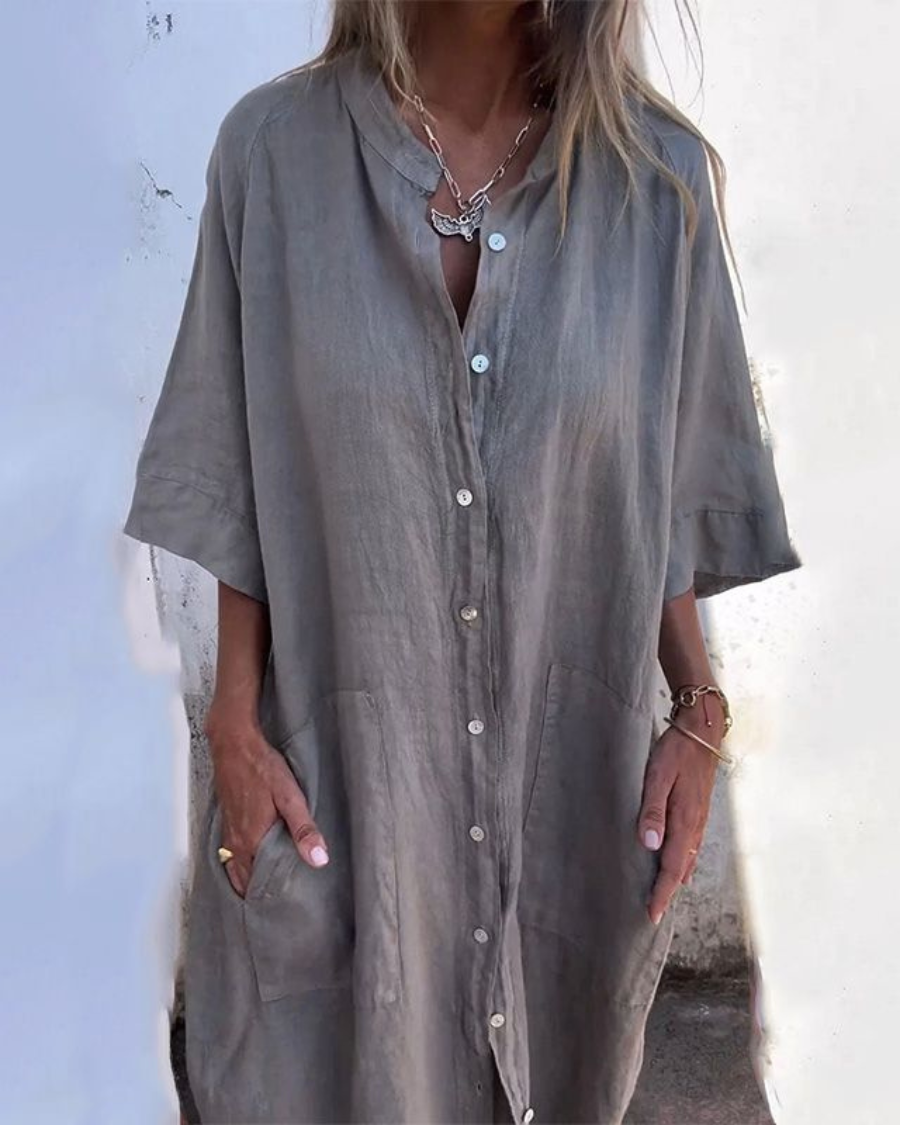 Lotte | Rochie cămașă lejeră în stil Ibiza, lungime până la gleznă