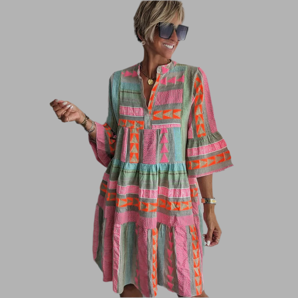 Julia | Rochie Boho tip swing cu volane