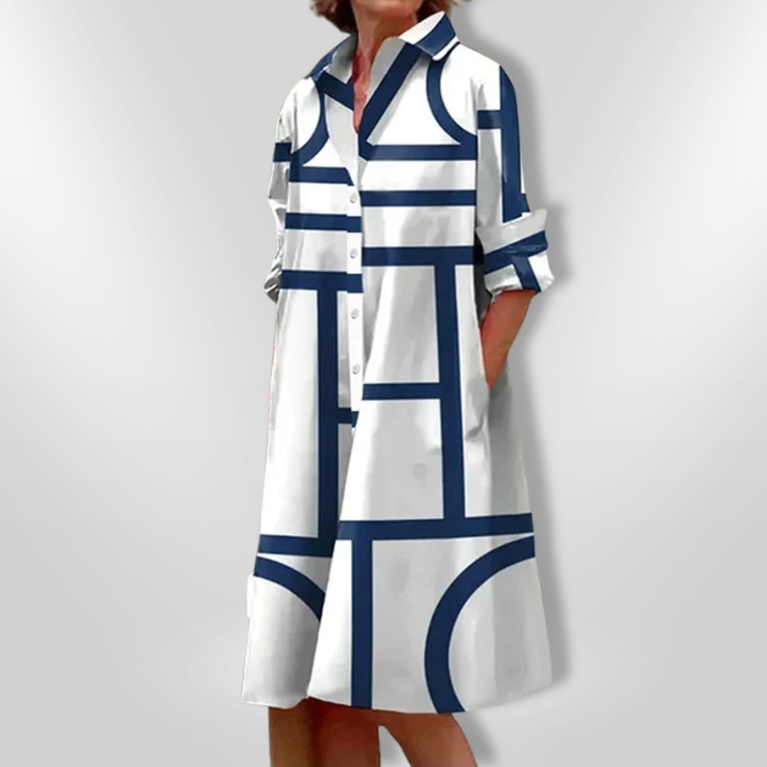 Helen | Rochie midi cu model geometric