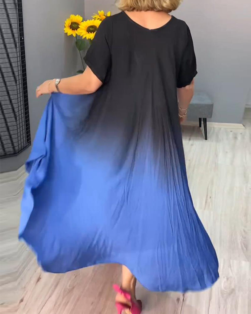 Joan - Rochie Maxi Flowy cu Gradient de Vară
